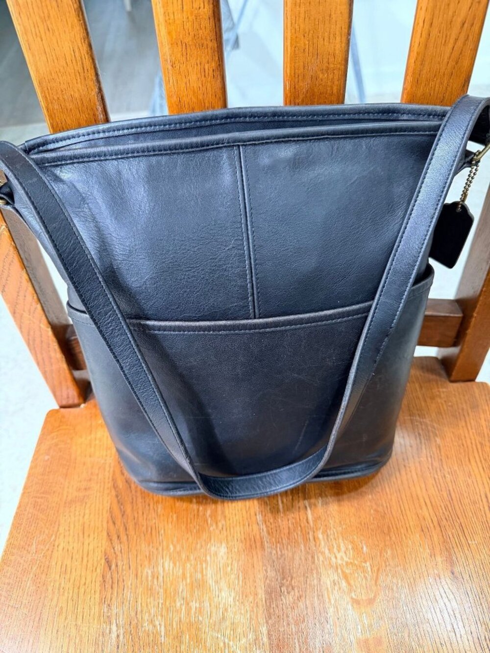 Coach Black Bucket Bag Pre-94 Made in the United States with Hangtag VGUC - Picture 2 of 4